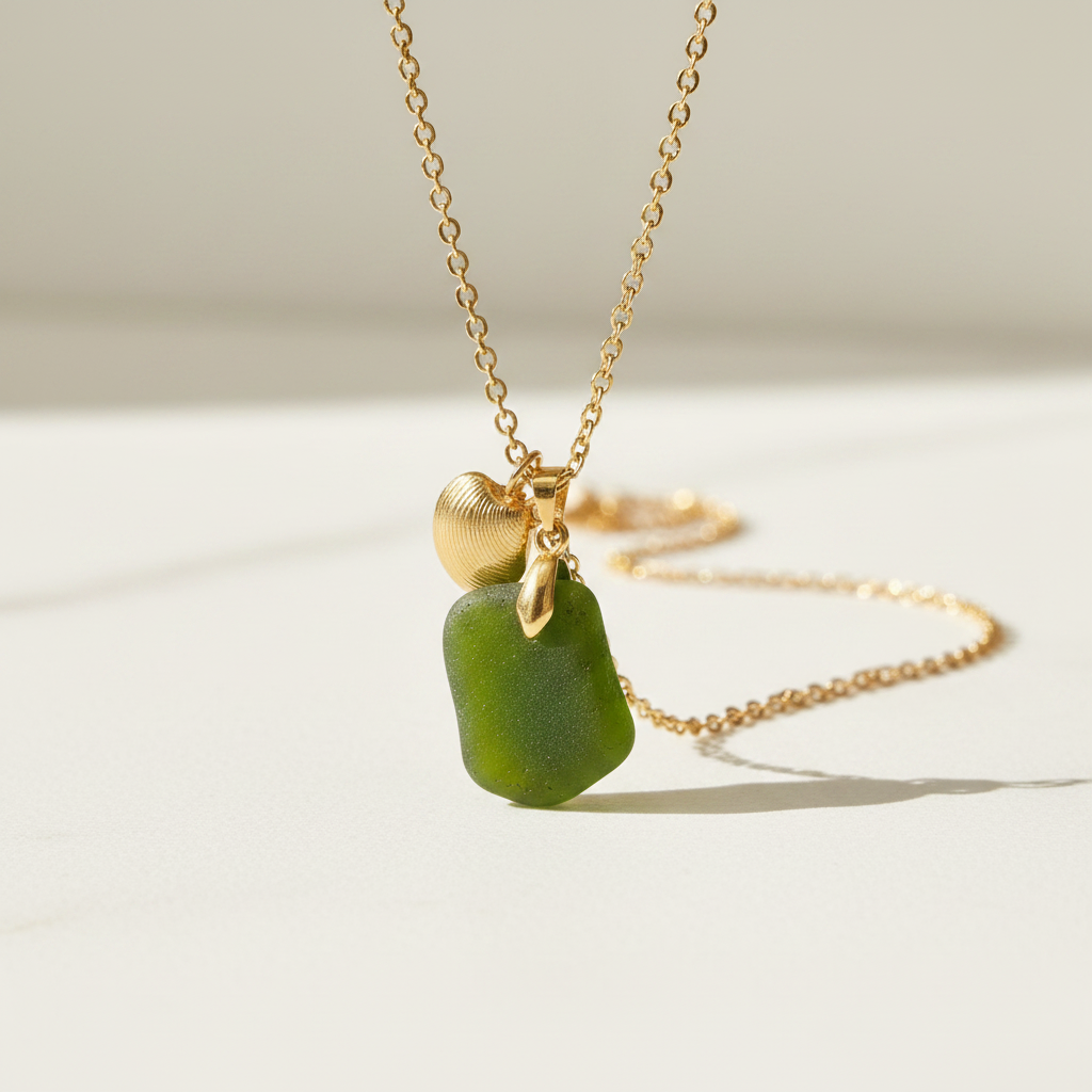 Halsband Seagrass med guldsnäcka